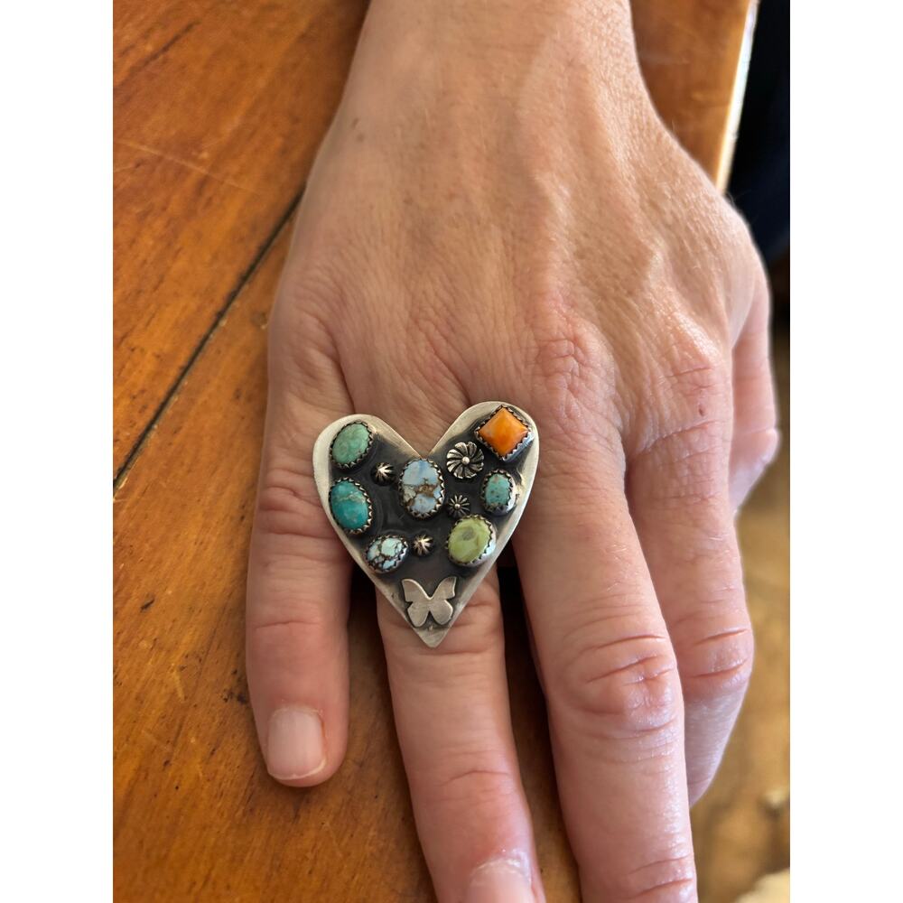 Wow! Turquoise Heart Ring  in Sterling Silver. Stunning! - Picture 5 of 6